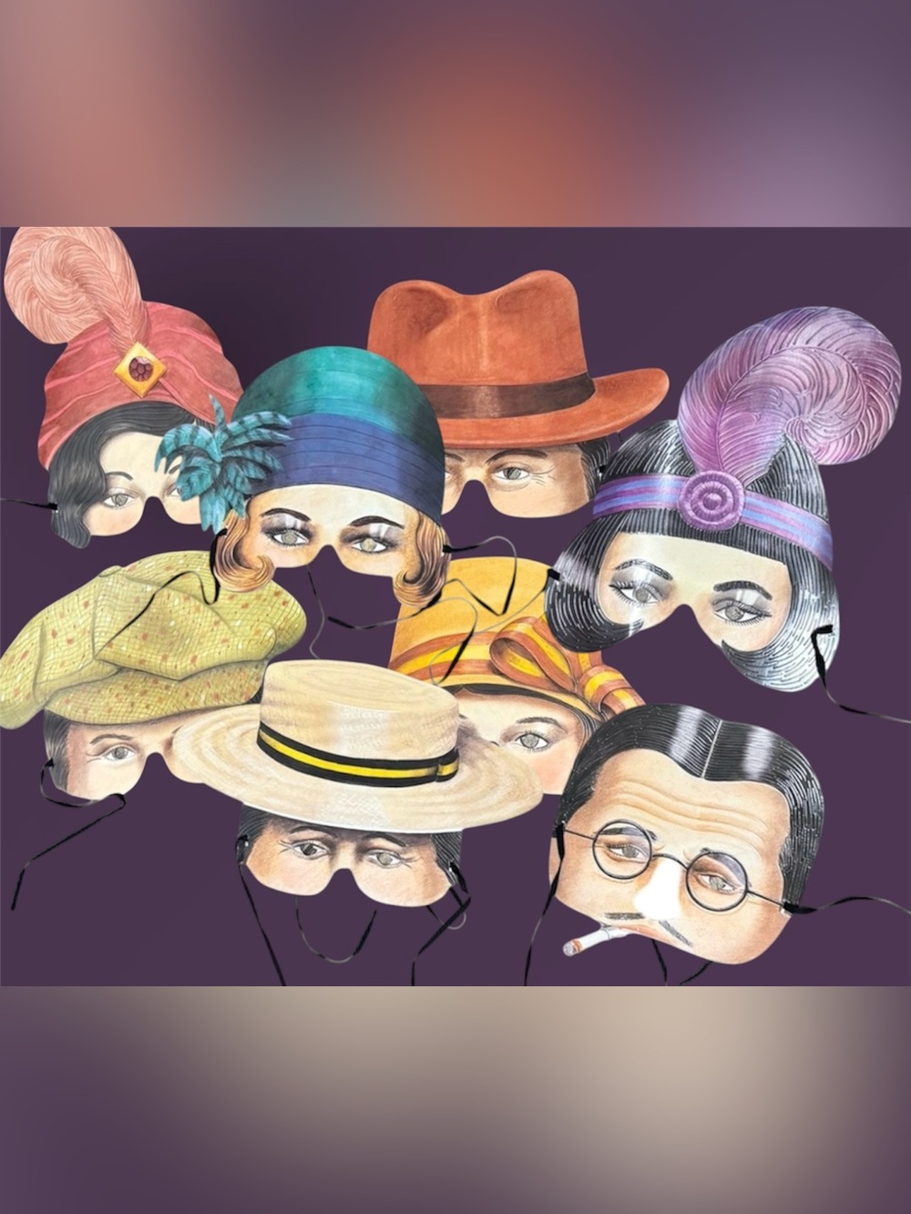 Vintage Roaring 20’s Paper Masters Half Face Masks- COMPLETE set of 8
